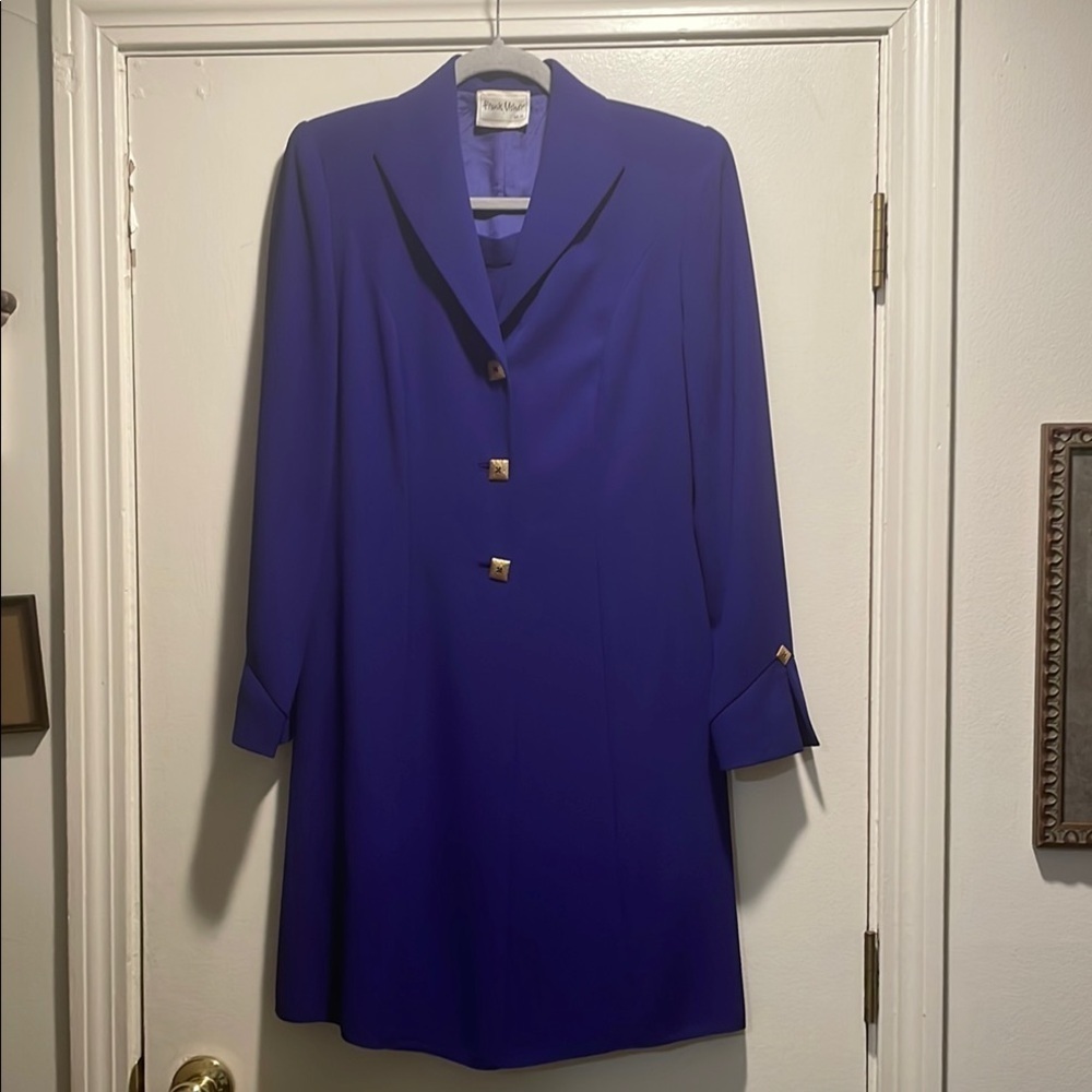 Vintage Frank Usher Royal Blue Midi Blazer and Dress